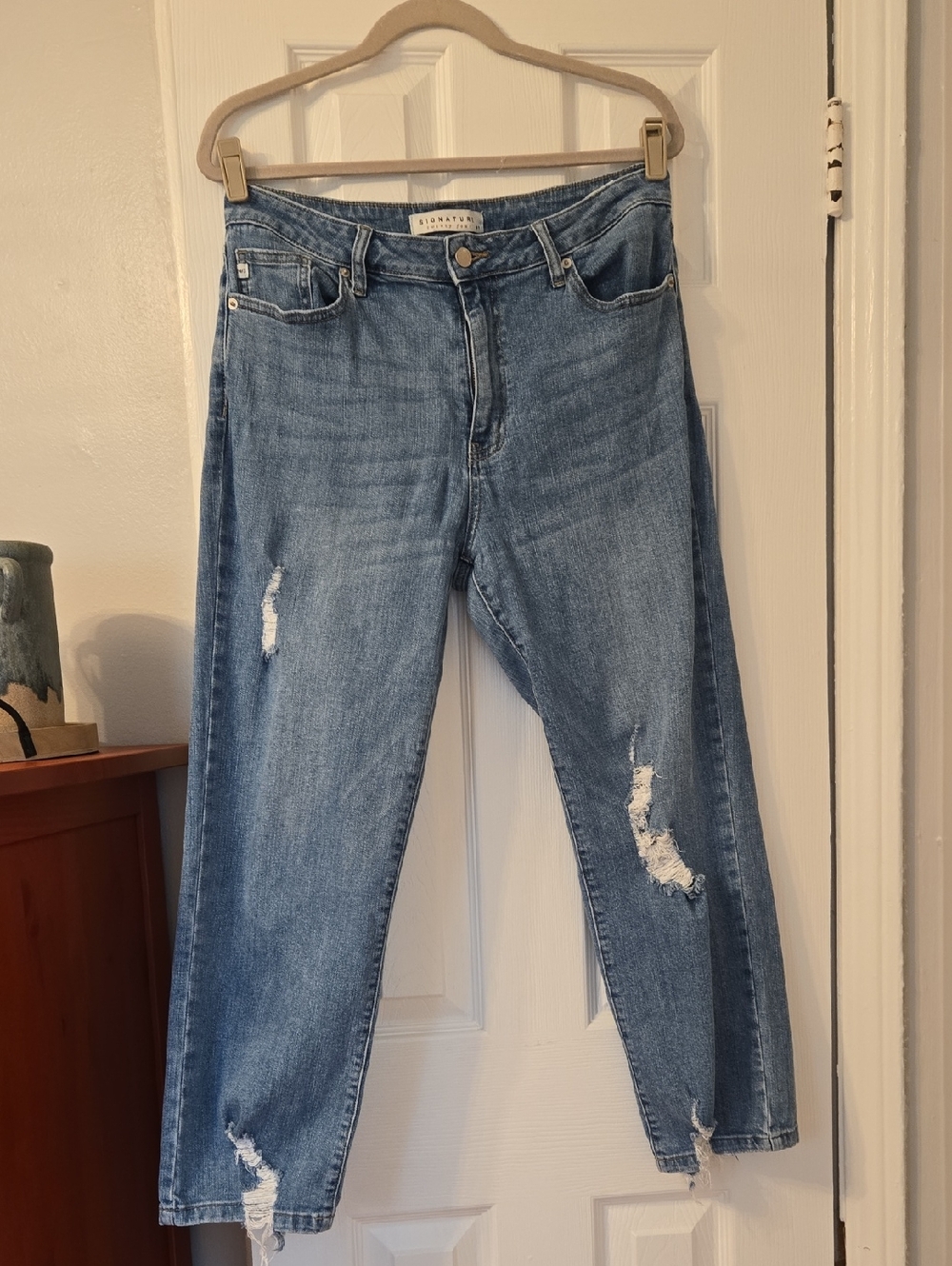 Light Wash Distressed Boyfriend Jeans